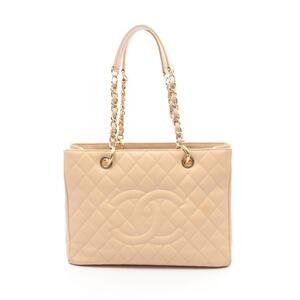 Chanel Matelasse Grand Shopping GST Tote Bag Calfskin Beige